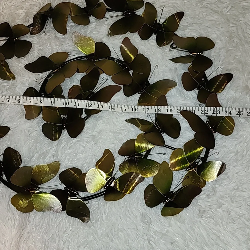 Vintage Gold / Dark Green / Brow Metal Butterfly Wall Decor,